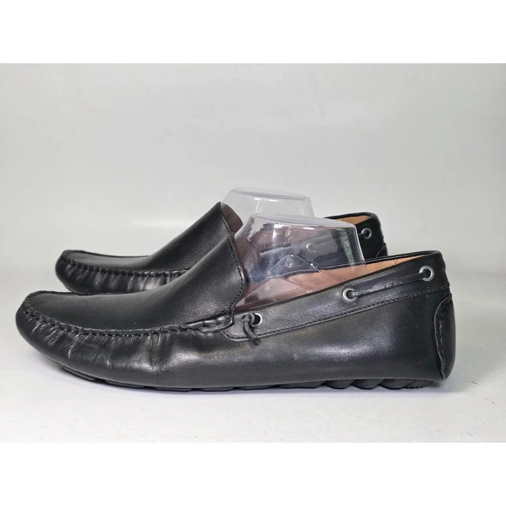G.H. Bass Kis Men's Driving Loafers Size‎ 12 M Black Leather Slip On Boat Shoes